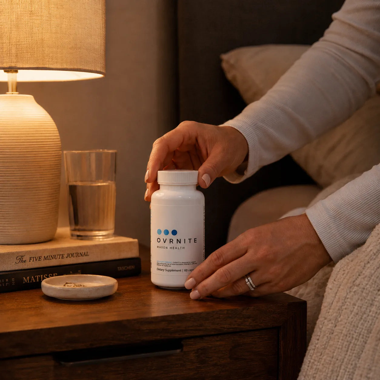 Setting OVRNITE on the nightstand, the nightly wind-down
